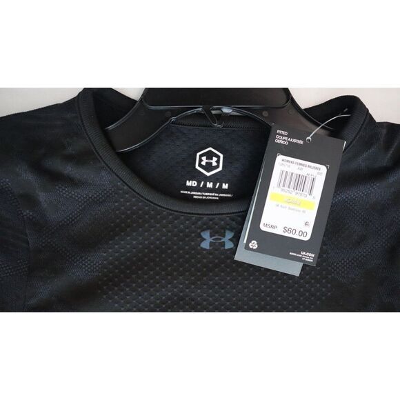 Under Armour 1365716 002 Women's Sz M Black RUSH Seamless Short Sleeve Shirt $60 - Picture 4 of 10